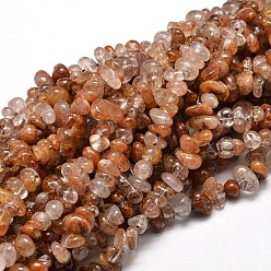 Rutilated Quartz Natural Rutilated Quartz Chip Beads Strands, 5~14x4~10mm, Hole: 1mm, about 15.5 inch~16.1 inch