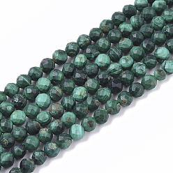 Malaquita Perlas de malaquita naturales hebras, facetados, rondo, 3 mm, agujero: 0.4 mm, sobre 133 unidades / cadena, 15.16 pulgada (38.5 cm)