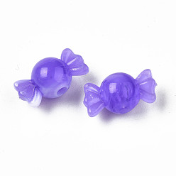 Pourpre Moyen Perles acryliques, pierre d'imitation, candy, support violet, 9.5x18x10mm, Trou: 2.5mm, environ830 pcs / 500 g