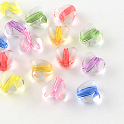 Mixed Color Heart Transparent Acrylic Beads, Mixed Color, 9.5x10.5x7mm, Hole: 2mm, about 1120pcs/500g