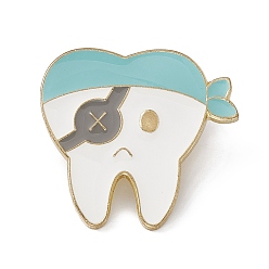 Others Cartoon Teeth Enamel Pin, Light Gold Alloy Oral Health Brooch for Backpack Clothes, Pirate Theme Pattern, 29x30x2mm, Pin: 1.3mm