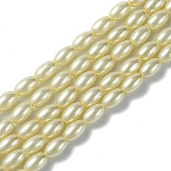 Blé Brins de perles de baril de perles de verre écologiques, Grade a, blé, 9x6mm, Trou: 1mm, Environ 45 pcs/chapelet, 16.3 pouce