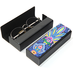 Flower DIY Imitation Leather Glasses Case Diamond Painting Kits, Eyeglasses Case Craft with Magnetic Closure, with Glue Clay, Tray, Pen, Rhinestones, Flower Pattern, Case: 160x54x36mm