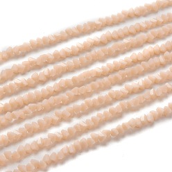 PeachPuff Glass Beads Strands, Imitation Jade Glass, Faceted, Polygon, PeachPuff, 2.5x2.5x2.5mm, Hole: 0.7mm, about 150pcs/strand, 13.39''(34cm)