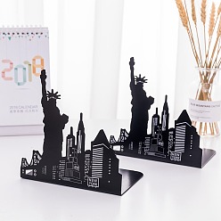 Building 2Pcs Non-Skid Iron Art Bookend Display Stands, Desktop Heavy Duty Metal Book Stopper for Shelves, Statue of Liberty, 160x105x170mm