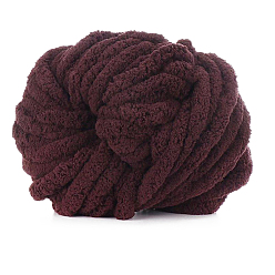Coconut Brown Polyester Wool Jumbo Chenille Yarn, Premium Soft Giant Bulky Chunky Arm Hand Finger Knitting Yarn, for Handmade Braided Knot Pillow Throw Blanket, Coconut Brown, 20mm, about 27m/roll