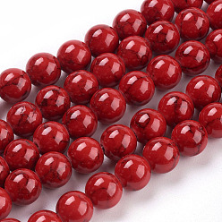 Rouge Perles synthétiques turquoise brins, teint, ronde, rouge, 8mm, Trou: 1mm, Environ 50 pcs/chapelet, 15.7 pouce