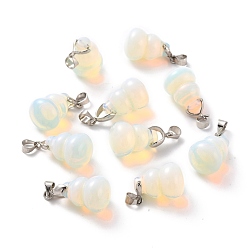 Opalite Opalite Pendants, with Brass Loops and Snap on Bails, Long-Lasting Plated, Platinum, Gourd/Calabash, 16.5~17x12mm, Hole: 4x4mm