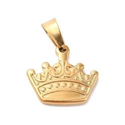 Crown 304 colgantes de acero inoxidable, dorado, corona, 15.5x18x2.5 mm, agujero: 4x6 mm