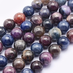 Mixed Stone Natural Red Corundum/Ruby and Sapphire Beads Strands, Round, 6mm, Hole: 0.8mm, about 67pcs/strand, 15.9 inch(40.5cm)