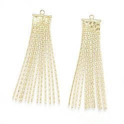 Real 18K Gold Plated Brass Coreana Chain Tassel Pendants, Real 18K Gold Plated, 49x10x1mm, Hole: 1.4mm