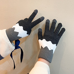 Autres Gants de coton à tricoter, gants thermiques coupe-vent, gants à écran tactile, motif de vague, 24.7 cm