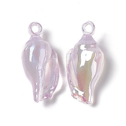 Thistle UV Plating Acrylic Pendants, with Glitter Powder, AB Color, Conch Charm, Thistle, 33x15x11.5mm, Hole: 3mm