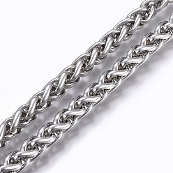 Stainless Steel Color 304 Stainless Steel Wheat Chains, Foxtail Chain, Unwelded, Stainless Steel Color, 5.5mm, Link: 8.5x5.5x2mm