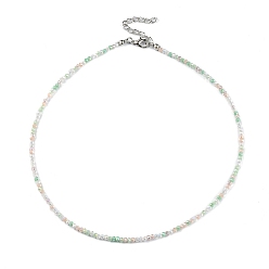 Vert Clair Collier de perles de verre bling pour femme, vert clair, 16.93 pouce (43 cm)