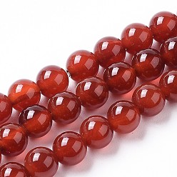 Red Natural Agate Beads Strands, Dyed, Round, Red, 6mm, Hole: 1.2mm, about 65pcs/strand, 15.16 inch(38.5cm)