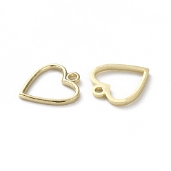 Real 24K Gold Plated Brass Charms, Long-Lasting Plated, Heart, Real 24K Gold Plated, 11.5x10x1mm, Hole: 1.2mm