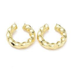 Real 18K Gold Plated Rack Plating Brass Twist Rope Cuff Earrings for Women, Long-Lasting Plated, Lead Free & Cadmium Free, Real 18K Gold Plated, 30x7mm