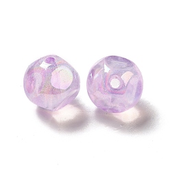 Lilas Perles acryliques transparentes, de couleur plaquée ab , ronde irrégulière, lilas, 17.5x17.5mm, Trou: 3mm, environ167 pcs / 500 g