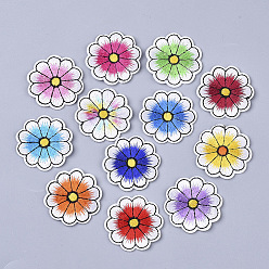 Mixed Color Computerized Embroidery Cloth Iron On/Sew On Patches, Costume Accessories, Appliques, Flower, Mixed Color, 40x40x1.5mm, about 12colors, 1color/10pcs, 120pcs/bag