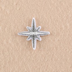 Silver Computerized Embroidery Cloth Iron on/Sew on Patches, Costume Accessories, Appliques, Shinning Star, Silver, 32x31mm
