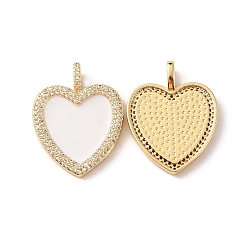 Real 18K Gold Plated Rack Plating Brass Micro Pave Cubic Zirconia Pendants, with Enamel, Long-Lasting Plated, Cadmium Free & Lead Free, Heart, Real 18K Gold Plated, 29.5x23x2.5mm, Hole: 5x2.5mm