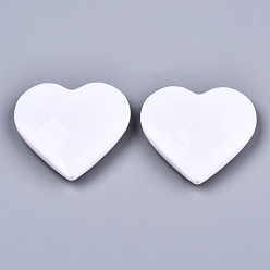 Blanco Abalorios de acrílico opacos, facetados, corazón, blanco, 45.5x45.5x10 mm, agujero: 1.5 mm, Sobre 45 unidades / 500 g
