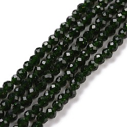 Green Goldstone Synthetic Green Goldstone Beads Strands, Faceted, Round, 3x3mm, Hole: 0.5mm, about 138~141pcs/strand, 14.72''(37.4cm)