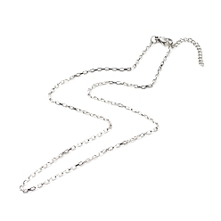 Stainless Steel Color 304 Stainless Steel Venetian Chains Necklaces, Stainless Steel Color, 17.91 inch(45.5cm)