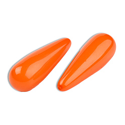 Rouge Orange Des perles de résine opaques, la moitié foré, larme, rouge-orange, 30.5x10mm, Trou: 1~1.2mm