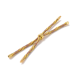 Gold Nylon Cord Silder Bracelets, for Connector Charm Bracelet Making, with Rack Plating Golden Brass Findings, Long-Lasting Plated, Cadmium Free & Lead Free, Gold, 8-5/8~9 inch(22~22.8cm), 0.3cm, Hole: 2.6mm