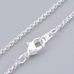 Plata Collares de cadena de latón, el color plateado de plata, 18.8 pulgada, 1.6 mm