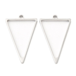 Stainless Steel Color 304 Stainless Steel Open Back Bezel Triangle Pendants, For DIY UV Resin, Epoxy Resin, Pressed Flower Jewelry, Stainless Steel Color, 37x23x3mm, Hole: 2.2mm, Inner Diameter: 29.5x20mm