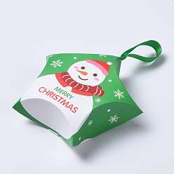 Green Star Shape Christmas Gift Boxes, with Ribbon, Gift Wrapping Bags, for Presents Candies Cookies, Green, 12x12x4.05cm