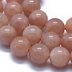 Sunstone Natural Orange Sunstone Beads Strands, Round, 8mm, Hole: 1mm, about 47pcs/Strand, 15.75 inch(40cm)