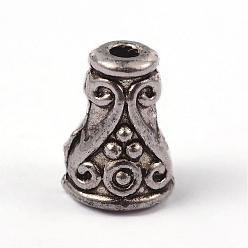 Antique Silver Tibetan Style Alloy Bead Cones, Apetalous, Lead Free & Cadmium Free, Antique Silver, 10x7mm, Hole: 2mm and 5mm