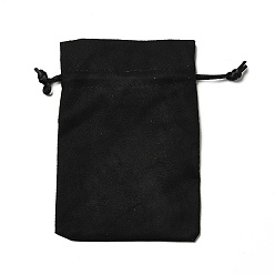 Black Velvet Cloth Drawstring Bags, Jewelry Bags, Christmas Party Wedding Candy Gift Bags, Rectangle, Black, 15x10cm