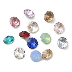 Color mezclado Espalda puntiaguda y cabujones de diamantes de imitación de cristal, facetados, diamante, color mezclado, 6x3 mm