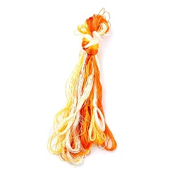 Naranja Oscura Hilos de bordar de seda real, cadena de pulseras de amistad, 8 colores, degradado de color, naranja oscuro, 1 mm, 20 m / paquete, 8 paquetes / set