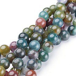 Indian Agate Natural Indian Agate Beads Strands, Round, 10mm, Hole: 1mm, about 39pcs/strand, 15.5 inch