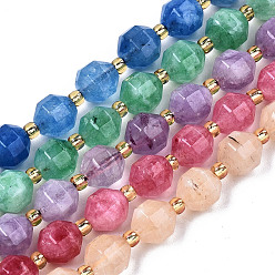 Color mezclado Hebras de perlas de dolomita natural, facetados, teñido, rondo, color mezclado, 8x8 mm, agujero: 1.2 mm, sobre 33 unidades / cadena, 15.16 pulgada ~ 15.35 pulgada (38.5 cm ~ 39 cm)