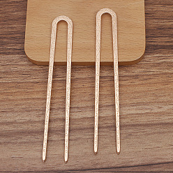 Light Gold Alloy Hair Fork Findings, U Shape, Light Gold, 125x18mm