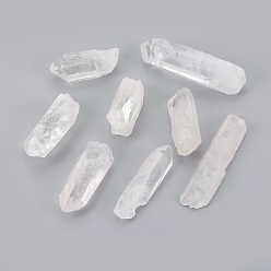 Хрусталь Природный кристалл кварца бусины, бусины из горного хрусталя, самородки, нет отверстий / незавершенного, 30~75x12~20x4~18 мм, Около 32~60 шт / 1000 г