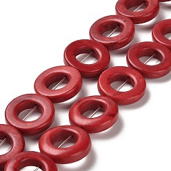 FireBrick Synthetic Howlite Beads Strands, Dyed, Ring, FireBrick, 19.5~20x5mm, Hole: 1.4mm, about 197pcs/500g
