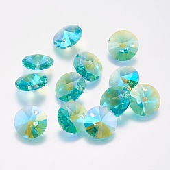 Aquamarine Faceted Glass Rhinestone Charms, Imitation Austrian Crystal, Cone, Aquamarine, 8x4mm, Hole: 1mm