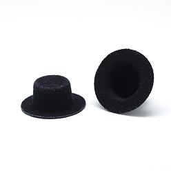 Negro Decoración de sombrero de tela, diy artesanía decoración, con plástico en el interior, negro, 40~41x16 mm