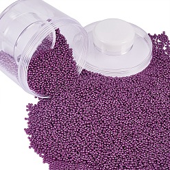 Purple 12/0 Grade A Glass Seed Beads, Baking Varnish, Opaque Colours, Round, Purple, 2x1.5mm, Hole: 0.3mm, about 150g/box, about 10000pcs/box