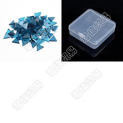 Blue Olycraft Glass Cabochons, Mosaic Tiles, for Home Decoration or DIY Crafts, Triangle, Blue, 12.5~13x14.5~15x2.5~3mm, about 200g/box