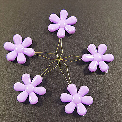 Plum Steel Sewing Needle Devices, Threader, Thread Guide Tool, with Plastic Flower, Plum, 45mm