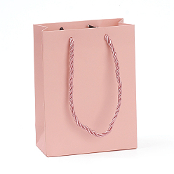 Pink Sacs en papier kraft, sacs-cadeaux, sacs à provisions, sacs de mariage, rectangle avec poignées, rose, 16x12x5.8 cm